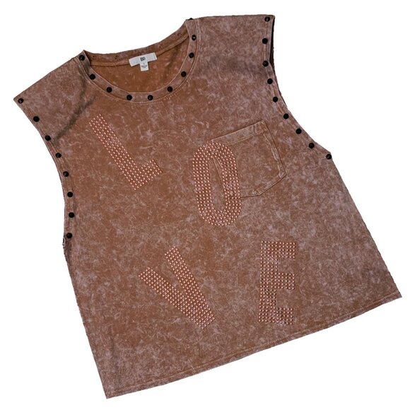 LOVE the 80s Women's Tan Sleeveless Shirt - Picture 1 of 6